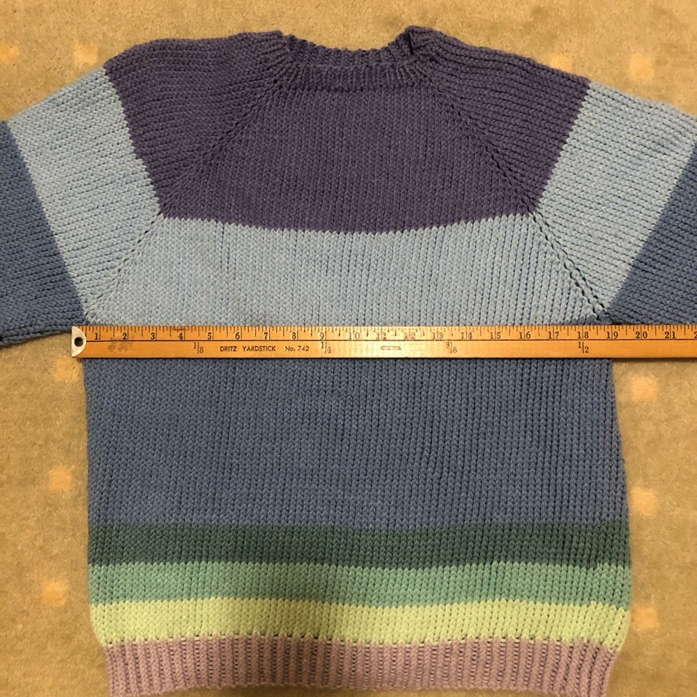 Colorblock Crewneck Sweater in Navy, Light Blue & Pastel Stripes